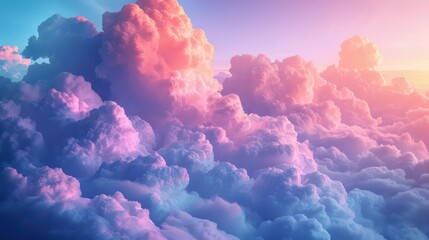 A beautiful pink and blue sky is filled with fluffy clouds