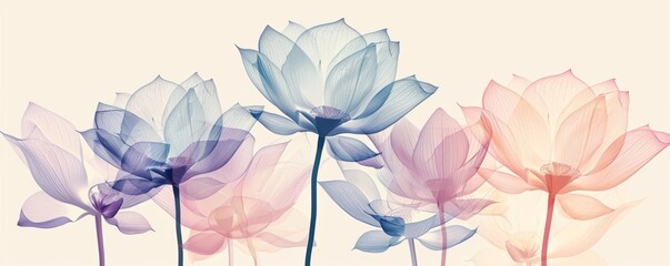 lotus flowers pattern, wallpaper pattern background soft pastel color palette - 775769152