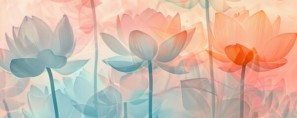 lotus flowers pattern, wallpaper pattern background soft pastel color palette - 775769160