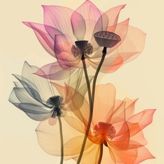 lotus flowers pattern, wallpaper pattern background soft pastel color palette - 775769189