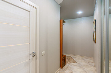 standard room interior apartment. room doors, renovation corridor lobby entrance hall