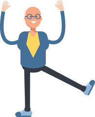 Bald Man Character Relaxing Illustration
