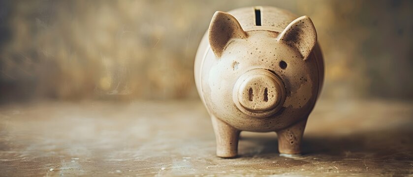 A Vintage Piggy Bank Symbolizes Saving Strategies and Financial Growth in a Minimalist Design