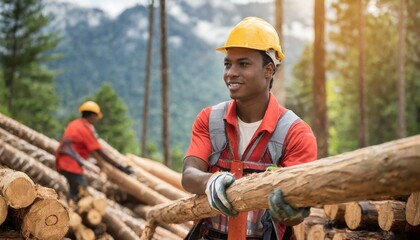Timber Harvest: Laborers Hard at Work Picking Wood