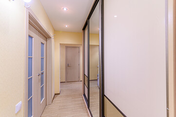 standard room interior apartment. room doors, renovation corridor lobby entrance hall