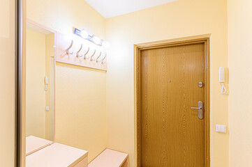 standard room interior apartment. room doors, renovation corridor lobby entrance hall