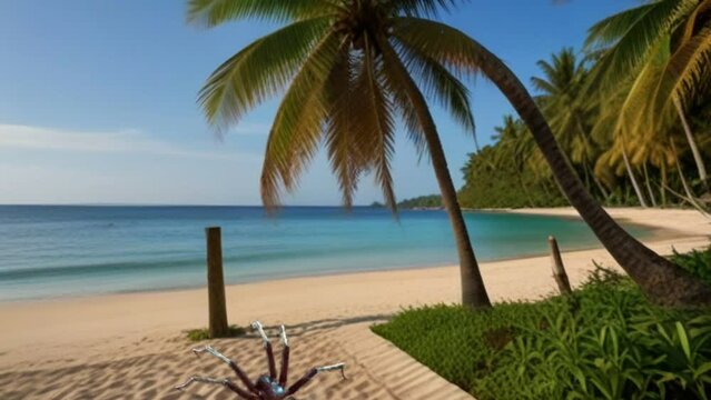 trees on the beach, 4K looping animation video background