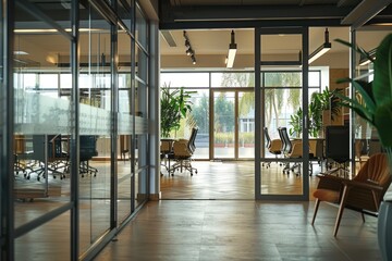 Free photo beautiful shot of the modern style open space office interior 