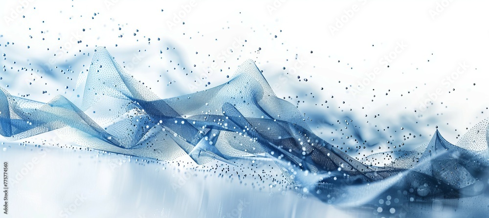 Aufkleber Abstract particles wave flow technology background. Digital data information. Generative AI technology.