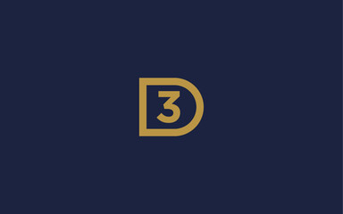 letter d with number 3 logo icon design vector design template inspiration