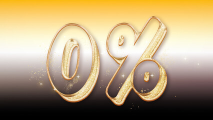 Golden percent center isolated on gradient background.