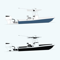 Side view small Fishing Boat vector art.