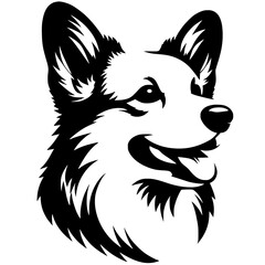 Silhouette of corgi head