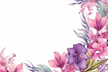 watercolor of gladiolus clipart with tall spikes of colorful blooms. flowers frame, botanical border, Watercolor Flowers Frame Isolated On White background. For greeting card. - obrazy, fototapety, plakaty