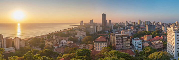 Great City in the World Evoking Maputo in Mozambique - obrazy, fototapety, plakaty