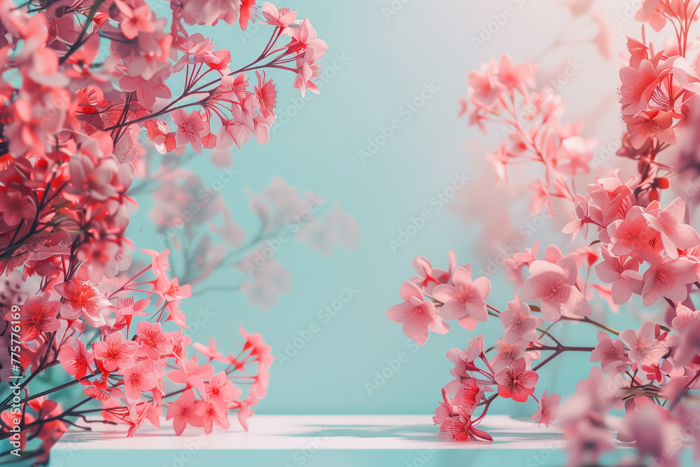 Poster abstract background with cherry blossom. background image. created with generative ai technology.