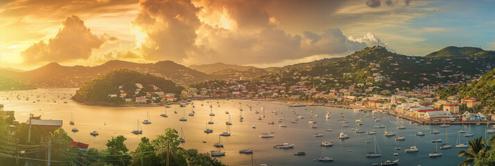 Great City in the World Evoking Kingstown in Saint Vincent and the Grenadines - obrazy, fototapety, plakaty