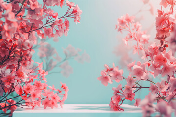 Abstract background with cherry blossom. Background image. Created with Generative AI technology.