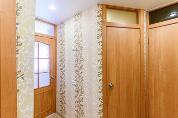 standard room interior apartment. room doors, renovation corridor lobby entrance hall