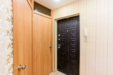 standard room interior apartment. room doors, renovation corridor lobby entrance hall