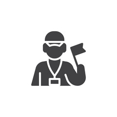 Tour guide with a flag vector icon