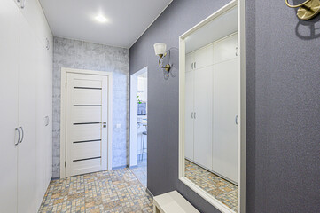 standard room interior apartment. room doors, renovation corridor lobby entrance hall