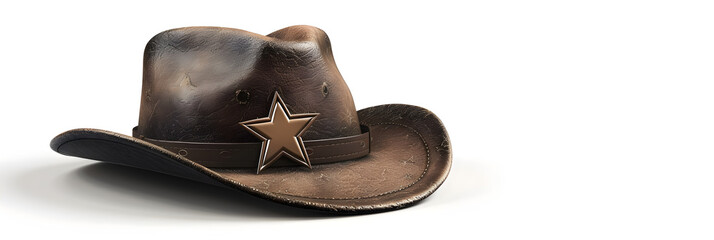 Vintage Cowboy Sheriff Hat isolated on white background 