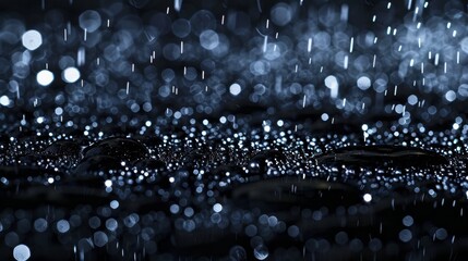 shimmering rain drop black background - obrazy, fototapety, plakaty