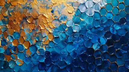 Close Up of Blue and Gold Painting