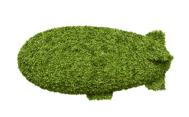 green side leaves leaf airship blimp zeppelin or dirigible balloon isolated on white background. airship, blimp , zeppelin, dirigible balloon 3d element isolated. © boommaval