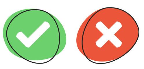 2 rot grüne Icons: Zustimmen oder Ablehnen - Button Banner - obrazy, fototapety, plakaty