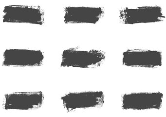 9 schwarze grunge Streifen gemalt mit einem Pinsel