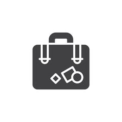 Baggage with stickers vector icon