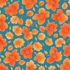 Sun-Kissed Orange Floral Pattern: Blooming Elegance in Nature's Palette