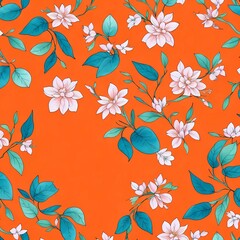 Sun-Kissed Orange Floral Pattern: Blooming Elegance in Nature's Palette