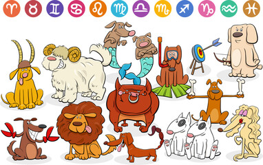 cartoon dogs animal characters as zodiac signs - 775781738