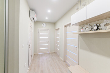 standard room interior apartment. room doors, renovation corridor lobby entrance hall