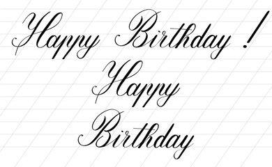 Vector illustration of the handwritten phrase Happy Birthday in Copperplate calligraphy style