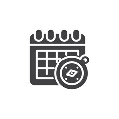 Calendar or planner and compass vector icon