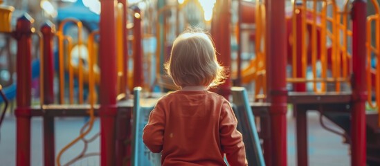 Child in Red Shirt at Playground - Powered by Adobe