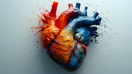 Painted heart. Colorful design. Backgrounds.