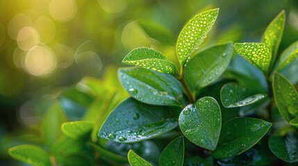 Fototapeta na wymiar Vibrant Green Plant With Water Drops