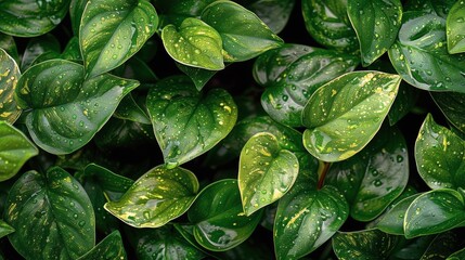 Vibrant Green Plant With Water Drops