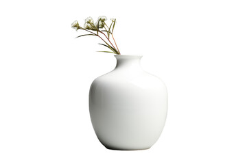 Blooming Elegance: White Vase and Flowers. White or PNG Transparent Background.