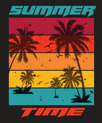 Summer time holiday grunge vintage vector illustrations design for clothing poster banner
