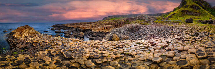 Hexagonal Basalt columns - Giant's Causeway on Northern Ireland Shore