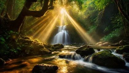 Fotobehang waterfall in the forest © Nguyen