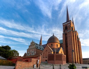 Wide angle image of Roskilde Cathedral in Denmark