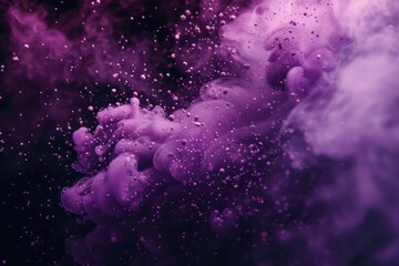 Abstract Purple Particles Burst on Dark Background