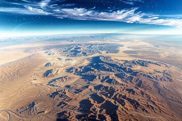 Expansive Desert Vistas from High Altitude, Nature's Artwork